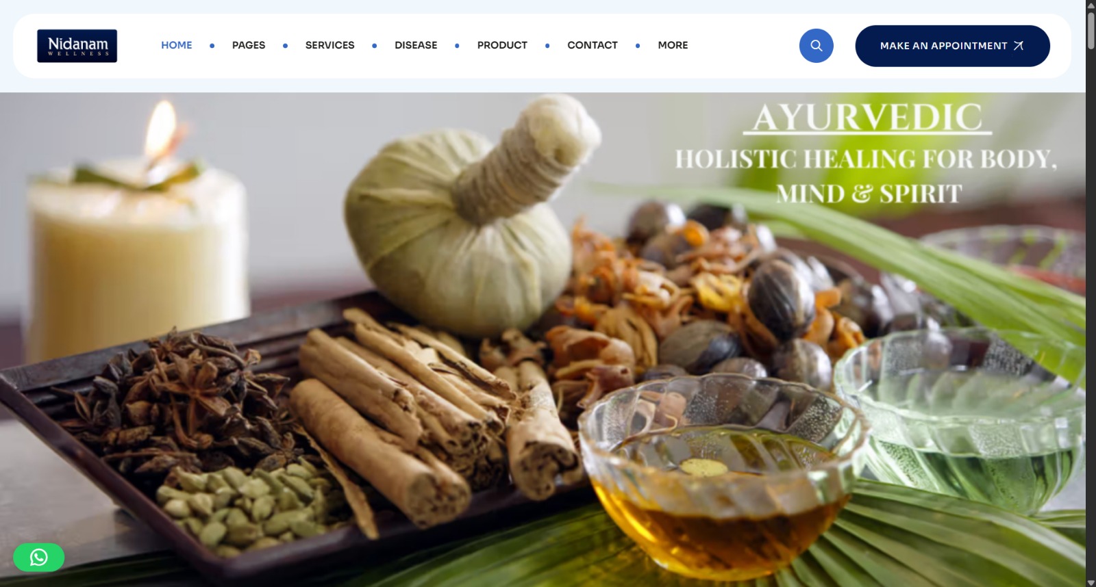 website designed for brand nidanam wellness